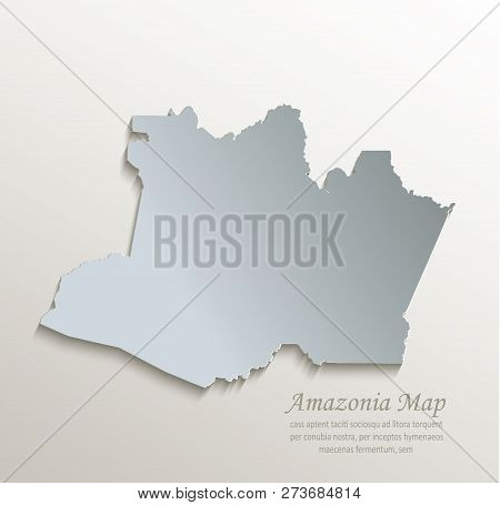 Amazonia Map White Blue Card Paper 3d Vector