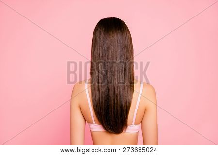 Back Behind Rear Closeup View Photo Of Pretty Gorgeous Long-haired Cute Showing Silky Shiny Perfect 