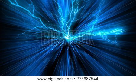 Mnay Bright Flash Lighting, This Is Big Storm Concept, 3d Render Computer Generated Backdrop