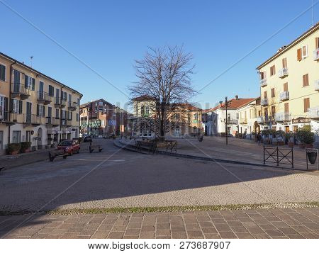 Grugliasco, Italy - Circa December 2018: Piazza Matteotti Central Square