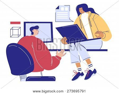 Friends Learning And Communicating Together Via Their Laptops