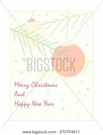 New Year Greeting Card In Beige And Peach Colors.  A Gift Gift To Relatives And Friends.  Happy New 