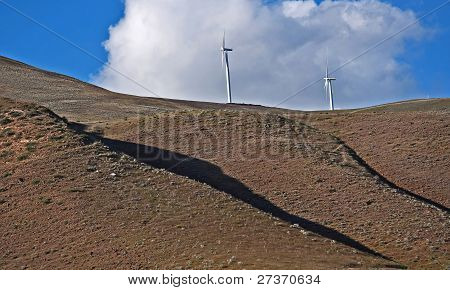 Wind Energy Windmills On A Hill