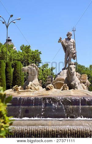 Fontana Neptuno Madrid in Spagna del Paseo de la Castellana