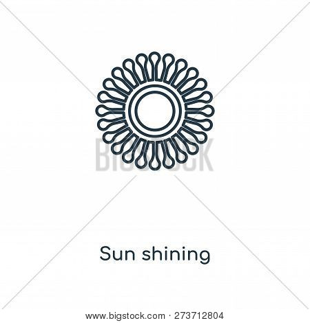 Sun Shining Icon In Trendy Design Style. Sun Shining Icon Isolated On White Background. Sun Shining 