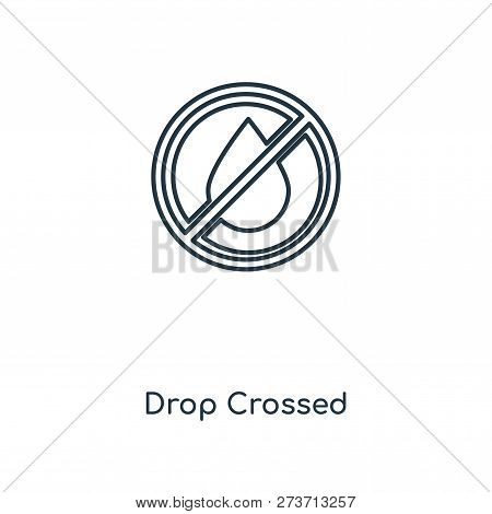 Drop Crossed Icon In Trendy Design Style. Drop Crossed Icon Isolated On White Background. Drop Cross