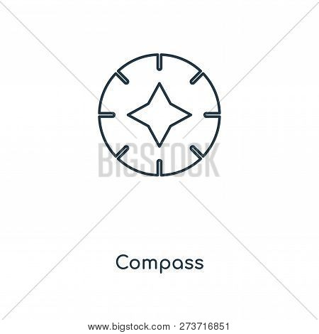 Compass Icon In Trendy Design Style. Compass Icon Isolated On White Background. Compass Vector Icon 