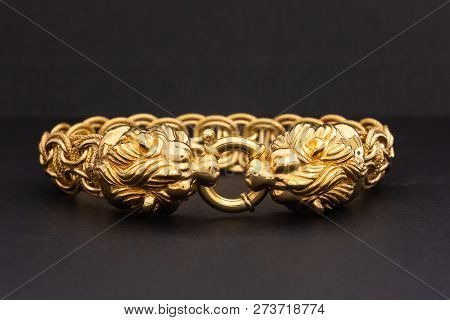 Gold Bracelet With Lion Clasp