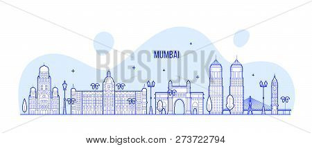 Mumbai Skyline Maharashtra India City Vector Line