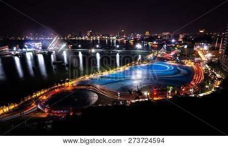 Pattaya City Port And Downtown At Night From Pratumnak View Point