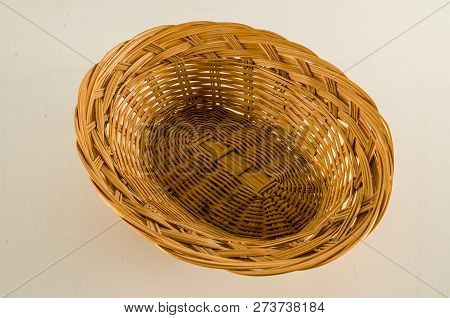 Close-up Of Vimini Bamboo Box Container Object On A White Background