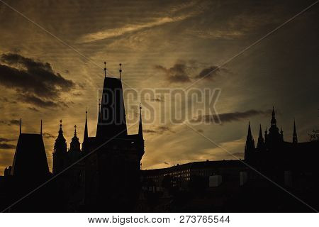 Prague Castle After Sunset. Czech Republic. 2018year