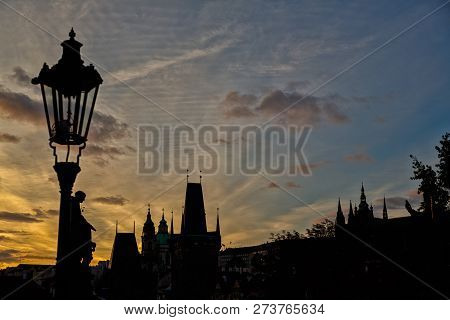 Prague Castle After Sunset. Czech Republic. 2018year