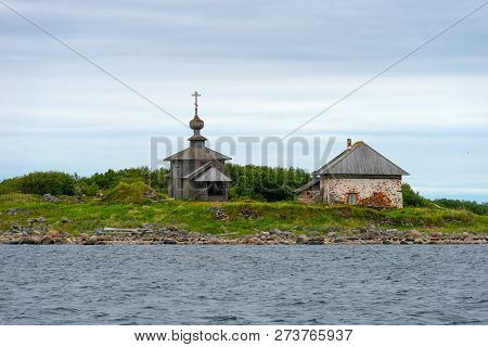 Andreevskiy Skit Of The Solovetsky Monastery On The Bolshoi Zayatsky Island At Sunset. Solovetsky Ar