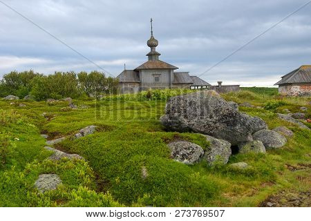 Andreevskiy Skit Of The Solovetsky Monastery On The Bolshoi Zayatsky Island At Sunset. Solovetsky Ar