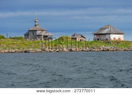 Andreevskiy Skit Of The Solovetsky Monastery On The Bolshoi Zayatsky Island At Sunset. Solovetsky Ar