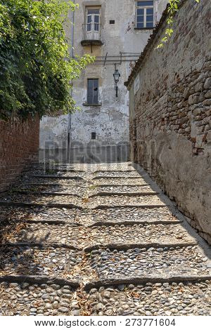 Saluzzo, Cuneo, Piedmont, Italy:  Alley With Steps
