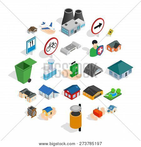 Regional Center Icons Set. Isometric Set Of 25 Regional Center Vector Icons For Web Isolated On Whit