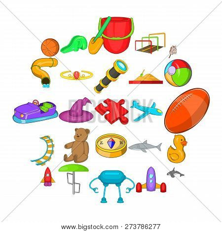 Plaything Icons Set. Cartoon Set Of 25 Plaything Vector Icons For Web Isolated On White Background