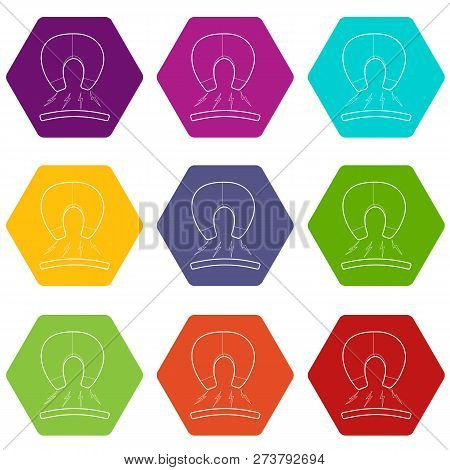 Magnet Icons 9 Set Coloful Isolated On White For Web