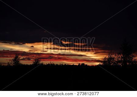 Colorful Sunset In Summer In The Countryside, Russia