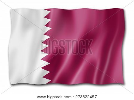Qatar Flag, Three Dimensional Render, Isolated On White, 3d Illustration