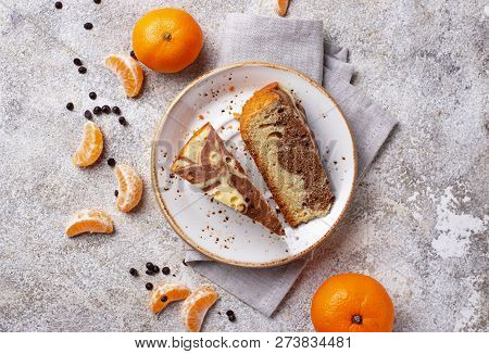 Homemade Marble Cake With Chocolate And Orange