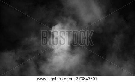 Fog And Mist Effect On Black Background. Smoke Texture