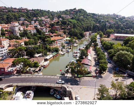 Aerial Drone View Of Goksu River In Beykoz / Istanbul.