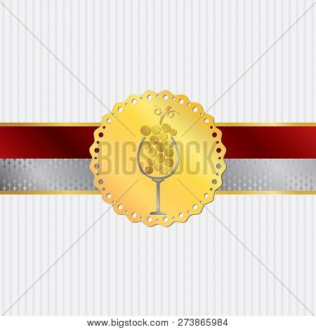 Goldern Award Of Best Grape Wine With Ribbon