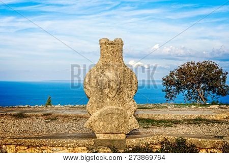 Ancient Stone Artefact At Vouni Palace, Guzelyurt,  Northern Cyprus