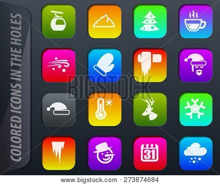 Winter Vector Colored Icons In The Holes Easily Adapt To Any Background