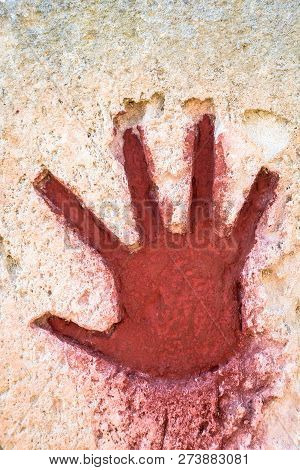 Red Hand On Stone - Graphic Gothic Element