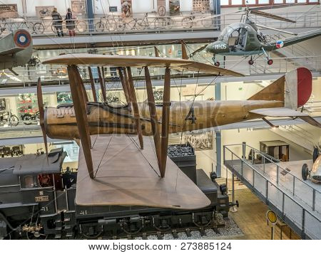 PRAGUE, CZECH REPUBLIC - MARCH 8 2017: LWF Model V Tractor - single-engine two-seat traine, National Technical Museum of Prague