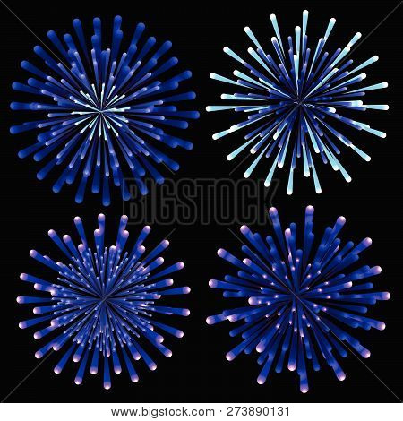 Fireworks Display Seamless Pattern Background. Vector Illustration