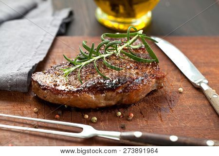 Fresh Juicy Medium Rare Beef Grillsteak. Barbecue Meat Close Up.