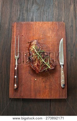 Fresh Juicy Medium Rare Beef Grillsteak. Barbecue Meat Close Up.