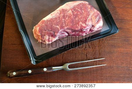 Fresh Juicy Medium Rare Beef Grillsteak. Barbecue Meat Close Up.