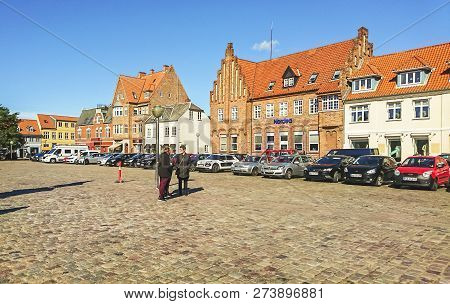 Koge, Denmark - September 25, 2018 - Well-preserved Old Houses In The Center Of Koge.