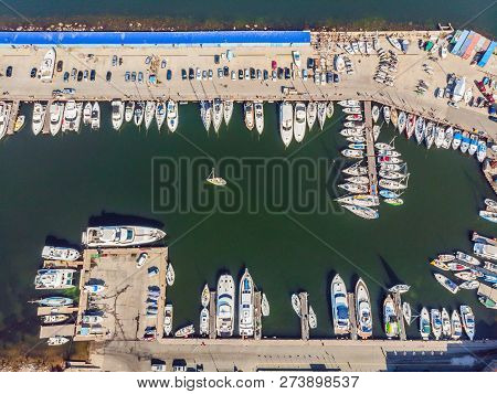 Yachts Parking In Harbor At Sunset, Harbor Yacht Club