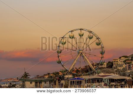 Evening Ferris Wheel Of Lacco Ameno, Ischia Island, Italy
