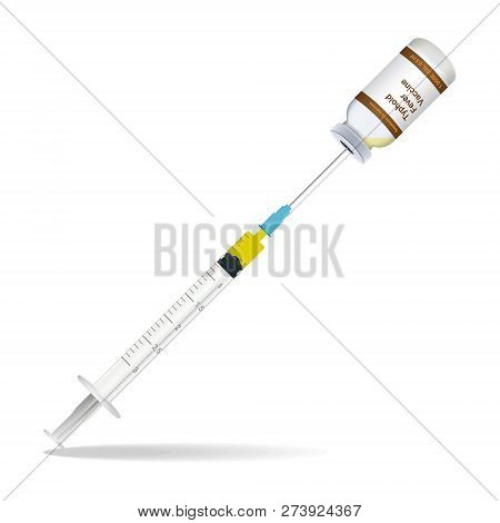 Immunization, Typhoid Fever Vaccine Syringe Contain Some Injection And Injection Bottle Isolated On 