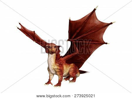 3D Rendering Fairy Tale Dragon On White