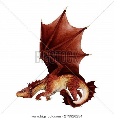 3D Rendering Fairy Tale Dragon On White