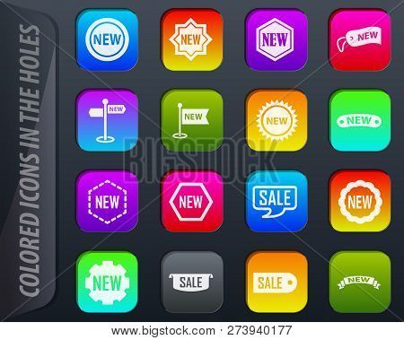 New Stiker And Label Colored Icons In The Holes Easily Adapt To Any Background