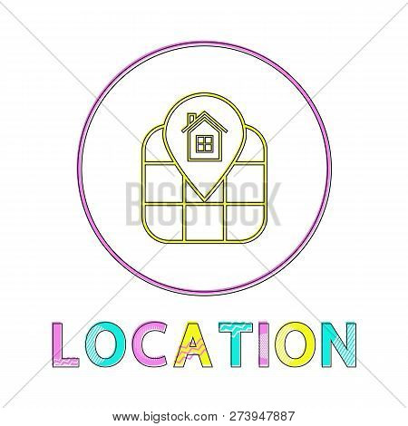Location Identification Service Linear Round Icon. Geographical Position On Map By Means Of Internet