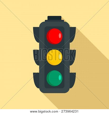 Regulation Traffic Lights Icon. Flat Illustration Of Regulation Traffic Lights Icon For Web Design
