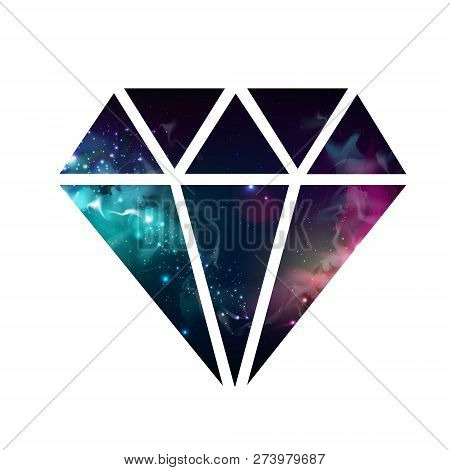 Diamond Flat Vector Icon With Space Background Inside