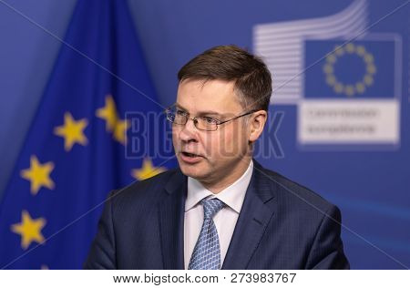 Brussels, Belgium - Dec 13, 2018: European Commission Vice-president For The Euro And Social Dialogu