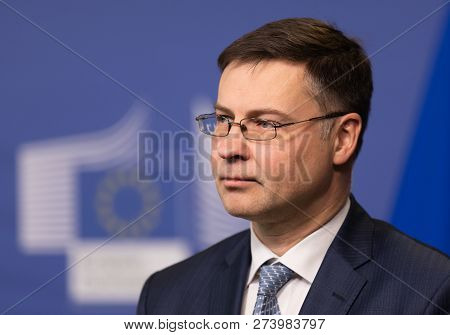 Brussels, Belgium - Dec 13, 2018: European Commission Vice-president For The Euro And Social Dialogu